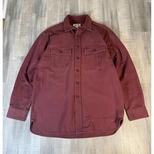 VTG LL Bean Chamois Cloth Flannel Shirt Men's Medium Burgundy Red Freeport